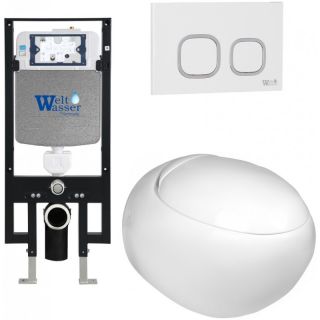 Комплект унитаза с инсталляцией WeltWasser Amberg 497 +Jeckenbach 004 GL-WT +Amberg RD-WT 10000006626 белый глянцевый
