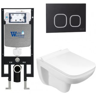 Комплект унитаза с инсталляцией WeltWasser Amberg 497 +Kehlbach 004 GL-WT +Amberg RD-BL 10000006627 белый глянцевый