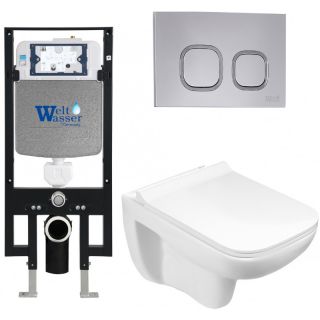 Комплект унитаза с инсталляцией WeltWasser Amberg 497 +Kehlbach 004 GL-WT +Amberg RD-CR 10000006628 белый глянцевый
