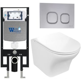 Комплект унитаза с инсталляцией WeltWasser Amberg 497 +Odenbach 004 GL-WT +Amberg RD-CR 10000006652 белый глянцевый