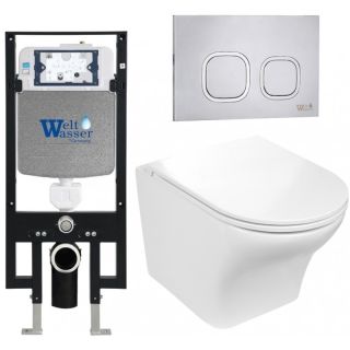 Комплект унитаза с инсталляцией WeltWasser Amberg 497 +Odenbach 004 GL-WT +Amberg RD-MT CR 10000006653 белый глянцевый