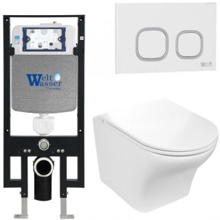 Комплект унитаза с инсталляцией WeltWasser Amberg 497 +Odenbach 004 GL-WT +Amberg RD-WT 10000006654 белый глянцевый