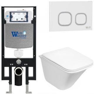 Комплект унитаза с инсталляцией WeltWasser Amberg 497 +Rotbach 004 GL-WT +Amberg RD-WT 10000006658 белый глянцевый