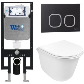 Комплект унитаза с инсталляцией WeltWasser Amberg 497 + Telbach 004 GL-WT + Amberg RD-BL 10000006675 белый глянцевый
