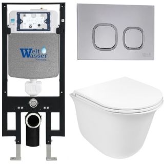 Комплект унитаза с инсталляцией WeltWasser Amberg 497 + Telbach 004 GL-WT + Amberg RD-CR 10000006676 белый глянцевый