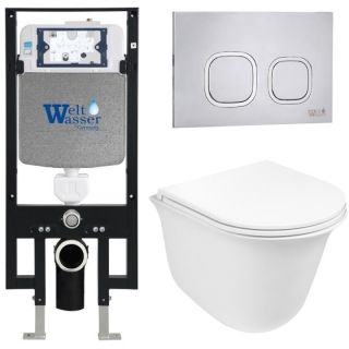 Комплект унитаза с инсталляцией WeltWasser Amberg 497 + Telbach 004 GL-WT + Amberg RD-MT CR 10000006677 белый глянцевый