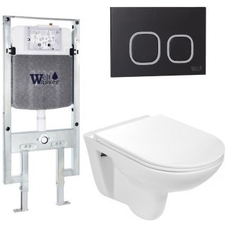 Комплект унитаза с инсталляцией Weltwasser Amberg 497 ST + Baarbach 004 GL-WT + Amberg RD-BL 10000006679 белый глянцевый