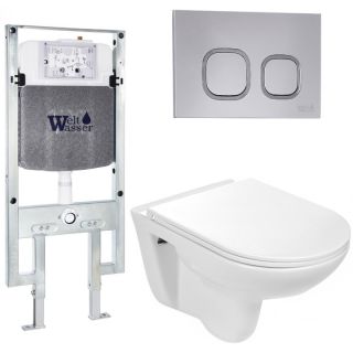 Комплект унитаза с инсталляцией Weltwasser Amberg 497 ST + Baarbach 004 GL-WT + Amberg RD-MT CR 10000006681 белый глянцевый