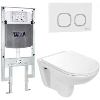 Комплект унитаза с инсталляцией Weltwasser Amberg 497 ST + Baarbach 004 GL-WT + Amberg RD-WT 10000006682 белый глянцевый