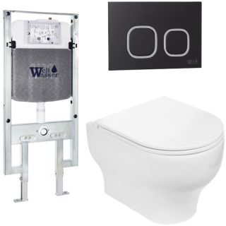 Комплект унитаза с инсталляцией WeltWasser Amberg 497 ST + Erlenbach 004 GL-WT + Amberg RD-BL 10000006683 белый глянцевый