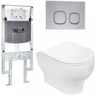 Комплект унитаза с инсталляцией WeltWasser Amberg 497 ST + Erlenbach 004 GL-WT + Amberg RD-CR 10000006684 белый глянцевый