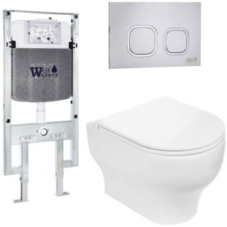 Комплект унитаза с инсталляцией WeltWasser Amberg 497 ST + Erlenbach 004 GL-WT + Amberg RD-MT CR 10000006685 белый глянцевый