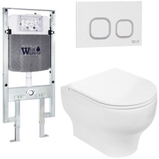Комплект унитаза с инсталляцией WeltWasser Amberg 497 ST + Erlenbach 004 GL-WT + Amberg RD-WT 10000006686 белый глянцевый