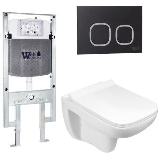 Комплект унитаза с инсталляцией WeltWasser Amberg 497 ST +Kehlbach 004 GL-WT +Amberg RD-BL 10000006715 белый глянцевый