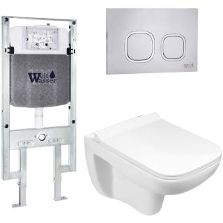 Комплект унитаза с инсталляцией WeltWasser Amberg 497 ST +Kehlbach 004 GL-WT +Amberg RD-MT CR 10000006717 белый глянцевый