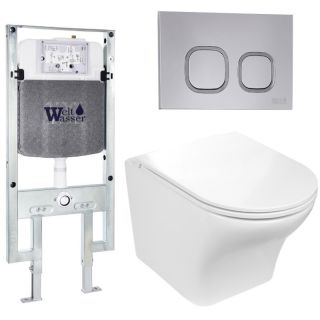 Комплект унитаза с инсталляцией WeltWasser Amberg 497 ST +Odenbach 004 GL-WT +Amberg RD-CR 10000006740 белый глянцевый