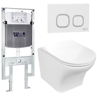 Комплект унитаза с инсталляцией WeltWasser Amberg 497 ST +Odenbach 004 GL-WT +Amberg RD-WT 10000006742 белый глянцевый