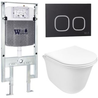 Комплект унитаза с инсталляцией WeltWasser Amberg 497 ST + Telbach 004 GL-WT + Amberg RD-BL 10000006763 белый глянцевый