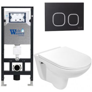 Комплект унитаза с инсталляцией Weltwasser Amberg 506 + Baarbach 004 GL-WT + Amberg RD-BL 10000006767 белый глянцевый