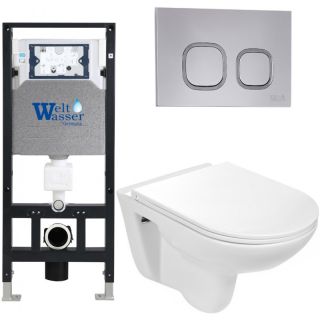 Комплект унитаза с инсталляцией Weltwasser Amberg 506 + Baarbach 004 GL-WT + Amberg RD-CR 10000006768 белый глянцевый