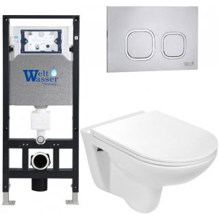 Комплект унитаза с инсталляцией Weltwasser Amberg 506 + Baarbach 004 GL-WT + Amberg RD-MT CR 10000006769 белый глянцевый
