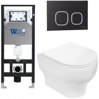Комплект унитаза с инсталляцией WeltWasser Amberg 506 + Erlenbach 004 GL-WT + Amberg RD-BL 10000006771 белый глянцевый