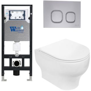 Комплект унитаза с инсталляцией WeltWasser Amberg 506 + Erlenbach 004 GL-WT + Amberg RD-CR 10000006772 белый глянцевый