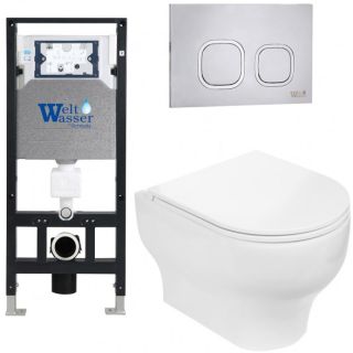 Комплект унитаза с инсталляцией WeltWasser Amberg 506 + Erlenbach 004 GL-WT + Amberg RD-MT CR 10000006773 белый глянцевый