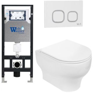Комплект унитаза с инсталляцией WeltWasser Amberg 506 + Erlenbach 004 GL-WT + Amberg RD-WT 10000006774 белый глянцевый
