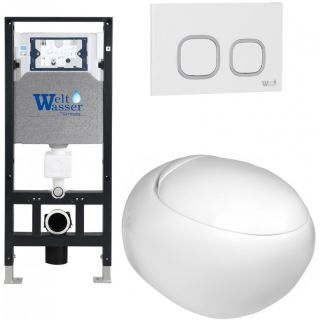 Комплект унитаза с инсталляцией WeltWasser Amberg 506 +Jeckenbach 004 GL-WT +Amberg RD-WT 10000006802 белый глянцевый