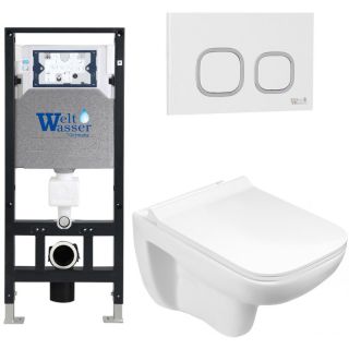 Комплект унитаза с инсталляцией WeltWasser Amberg 506 +Kehlbach 004 GL-WT +Amberg RD-WT 10000006806 белый глянцевый