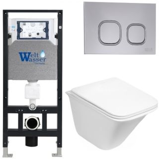 Комплект унитаза с инсталляцией WeltWasser Amberg 506 +Rotbach 004 GL-WT +Amberg RD-CR 10000006832 белый глянцевый