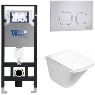 Комплект унитаза с инсталляцией WeltWasser Amberg 506 +Rotbach 004 GL-WT +Amberg RD-MT CR 10000006833 белый глянцевый