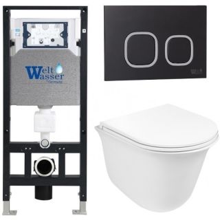 Комплект унитаза с инсталляцией WeltWasser Amberg 506 + Telbach 004 GL-WT + Amberg RD-BL 10000006851 белый глянцевый