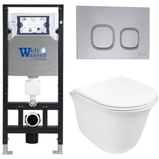 Комплект унитаза с инсталляцией WeltWasser Amberg 506 + Telbach 004 GL-WT + Amberg RD-CR 10000006852 белый глянцевый