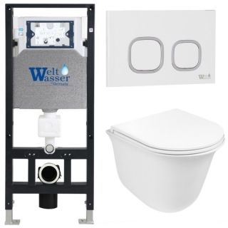 Комплект унитаза с инсталляцией WeltWasser Amberg 506 + Telbach 004 GL-WT + Amberg RD-WT 10000006854 белый глянцевый