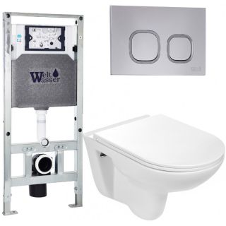 Комплект унитаза с инсталляцией Weltwasser Amberg 506 ST + Baarbach 004 GL-WT + Amberg RD-CR 10000006856 белый глянцевый