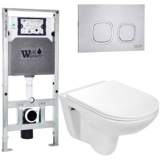 Комплект унитаза с инсталляцией Weltwasser Amberg 506 ST + Baarbach 004 GL-WT + Amberg RD-MT CR 10000006857 белый глянцевый