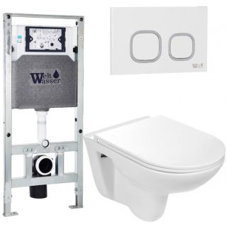 Комплект унитаза с инсталляцией Weltwasser Amberg 506 ST + Baarbach 004 GL-WT + Amberg RD-WT 10000006858 белый глянцевый