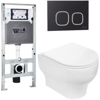 Комплект унитаза с инсталляцией WeltWasser Amberg 506 ST + Erlenbach 004 GL-WT + Amberg RD-BL 10000006859 белый глянцевый