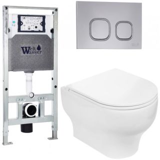 Комплект унитаза с инсталляцией WeltWasser Amberg 506 ST + Erlenbach 004 GL-WT + Amberg RD-CR 10000006860 белый глянцевый