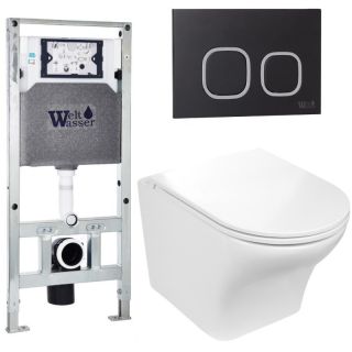 Комплект унитаза с инсталляцией WeltWasser Amberg 506 ST +Odenbach 004 GL-WT +Amberg RD-BL 10000006915 белый глянцевый
