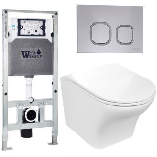 Комплект унитаза с инсталляцией WeltWasser Amberg 506 ST +Odenbach 004 GL-WT +Amberg RD-CR 10000006916 белый глянцевый