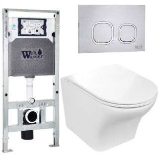 Комплект унитаза с инсталляцией WeltWasser Amberg 506 ST +Odenbach 004 GL-WT +Amberg RD-MT CR 10000006917 белый глянцевый