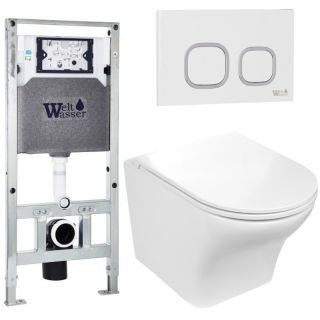 Комплект унитаза с инсталляцией WeltWasser Amberg 506 ST +Odenbach 004 GL-WT +Amberg RD-WT 10000006918 белый глянцевый