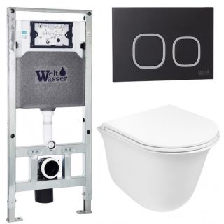 Комплект унитаза с инсталляцией WeltWasser Amberg 506 ST + Telbach 004 GL-WT + Amberg RD-BL 10000006939 белый глянцевый