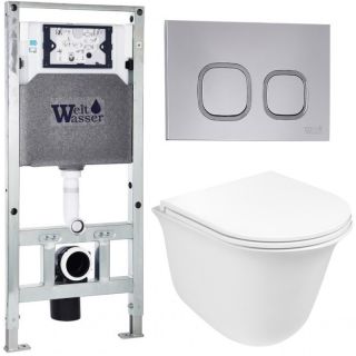 Комплект унитаза с инсталляцией WeltWasser Amberg 506 ST + Telbach 004 GL-WT + Amberg RD-CR 10000006940 белый глянцевый