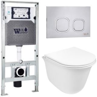 Комплект унитаза с инсталляцией WeltWasser Amberg 506 ST + Telbach 004 GL-WT + Amberg RD-MT CR 10000006941 белый глянцевый