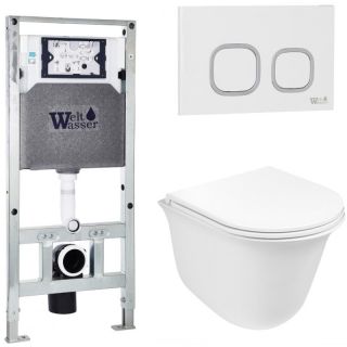 Комплект унитаза с инсталляцией WeltWasser Amberg 506 ST + Telbach 004 GL-WT + Amberg RD-WT 10000006942 белый глянцевый