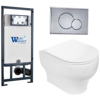 Комплект унитаза с инсталляцией WeltWasser Marberg 507 + Erlenbach 004 GL-WT + MAR 507 RD 10000006954 белый глянцевый